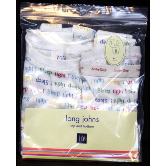 NEW Baby GAP Long Johns Top & Bottom "Sleep Tight" Sleepwear Pajamas 2 Piece - Picture 1 of 16